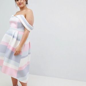 PASTEL OFF THE SHOULDER COCKTAIL DRESS
